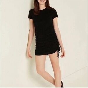 Victoria's Secret PINK Black Terry Cloth Ruched-Sides Adjustable Length Dress XL